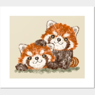 Two happy red pandas Posters and Art